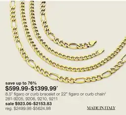 JC Penney 8.5 figaro or curb bracelet or 22 figaro or curb chain‡ offer