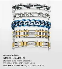 JC Penney Stainless steel men's bracelets offer