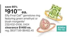 JC Penney Effy Final Call gemstone ring featuring green amethyst or blush morganite◊ offer