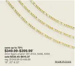 JC Penney 3mm figaro chains‡ offer