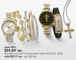 JC Penney Women's or men's boxed watch sets offer