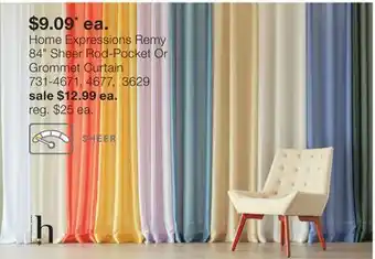 JC Penney Home Expressions Remy 84 Sheer Rod-Pocket Or Grommet Curtain offer