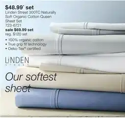JC Penney Linden Street 300TC Naturally Soft Organic Cotton Queen Sheet Set offer