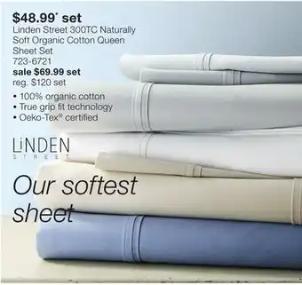 JC Penney Linden Street 300TC Naturally Soft Organic Cotton Queen Sheet Set offer