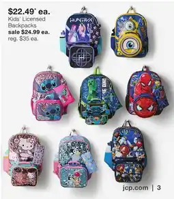 JC Penney Kids' Licensed Backpacks offer