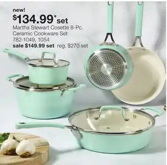 JC Penney Martha Stewart Cosette 8-Pc. Ceramic Cookware Set offer