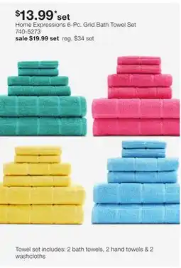 JC Penney Home Expressions 6-Pc. Grid Bath Towel Set offer