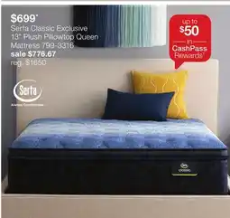 JC Penney Serta Classic Exclusive 13 Plush Pillowtop Queen Mattress offer