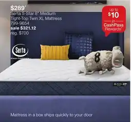 JC Penney Serta 5-Star 8 Medium Tight-Top Twin XL Mattress offer