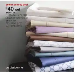 JC Penney Liz Claiborne 575TC Ultra Fit Performance Sheet Set offer