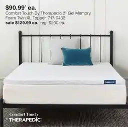 JC Penney Therapedic Comfort Touch By Therapedic 2 Gel Memory Foam Twin XL Topper offer