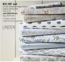 JC Penney Linden Street Vintage Wash Queen Sheet Set offer