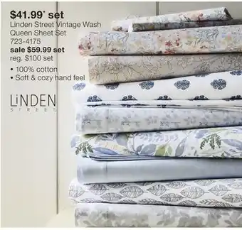 JC Penney Linden Street Vintage Wash Queen Sheet Set offer