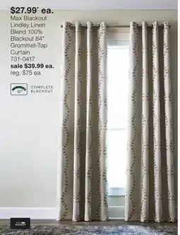 JC Penney Max Blackout Lindley Linen Blend 100% Blackout 84 Grommet-Top Curtain offer