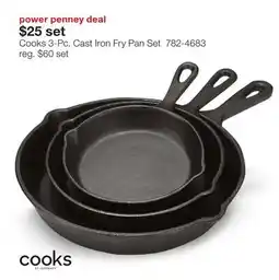 JC Penney Cooks 3-Pc. Cast Iron Fry Pan Set offer