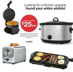 JC Penney Cooks Griddle, 6-Qt. Slow Cooker, Waffle Maker Or 2-Slice Toaster offer