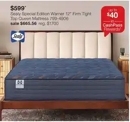 JC Penney Sealy Special Edition Warner 12 Firm Tight Top Queen Mattress offer