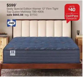 JC Penney Sealy Special Edition Warner 12 Firm Tight Top Queen Mattress offer