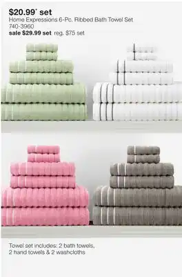 JC Penney Home Expressions 6-Pc. Ribbed Bath Towel Set offer