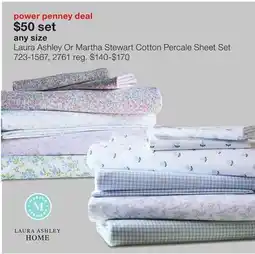 JC Penney Laura Ashley Or Martha Stewart Cotton Percale Sheet Set offer
