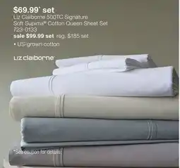 JC Penney Liz Claiborne 500TC Signature Soft Supima Cotton Queen Sheet Set offer