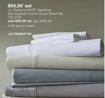 JC Penney Liz Claiborne 500TC Signature Soft Supima Cotton Queen Sheet Set offer