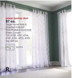 JC Penney Regal Home Voile & Crushed Voile 84 Rod-Pocket & Grommet Sheer Curtain offer