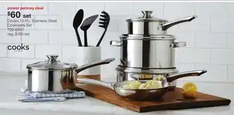 JC Penney Cooks 13-Pc. Stainless Steel Cookware Set offer