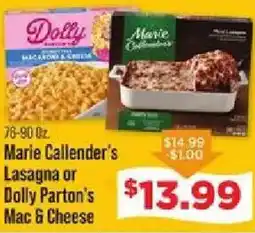 IGA Marie Callender's Lasagna or Dolly Parton's Mac & Cheese offer