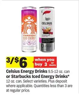 Meijer Celsius Energy Drinks 9.5-12 oz. can or Starbucks Iced Energy Drinks* 12 oz. can offer