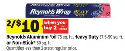Meijer Reynolds Aluminum Foil 75 sq. ft., Heavy Duty 37.5-50 sq. ft. or Non-Stick* 50 sq. ft offer