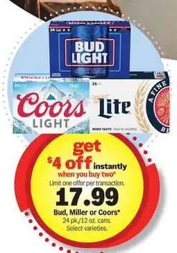 Meijer Bud, Miller or Coors offer