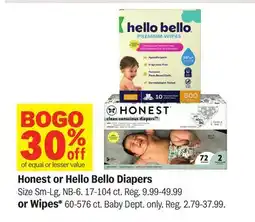Meijer Honest or Hello Bello Diapers offer
