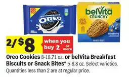 Meijer Oreo Cookies 8-18.71 oz. or belVita Breakfast Biscuits or Snack Bites* 5-8.8 oz offer