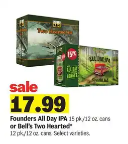 Meijer Founders All Day IPA 15 pk./12 oz. cans or Bell's Two Hearted* 12 pk./12 oz. cans offer