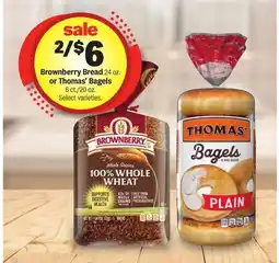 Meijer Brownberry Bread 24 oz. or Thomas' Bagels 6 ct./20 oz offer