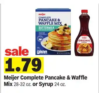 Meijer Meijer Complete Pancake & Waffle Mix 28-32 oz. or Syrup 24 oz offer
