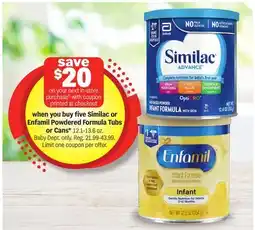 Meijer Similac or Enfamil Powdered Formula Tubs or Cans offer