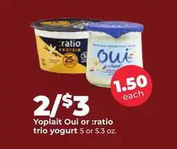 Hy-Vee Yoplait Oui or :ratio trio yogurt offer