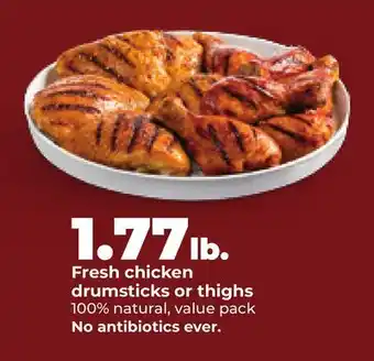 Hy-Vee Fresh chicken drumsticks or thighs offer