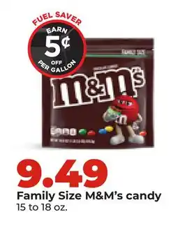 Hy-Vee Family Size M&M's candy offer