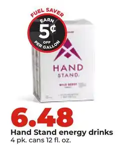 Hy-Vee Hand Stand energy drinks offer