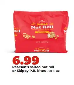 Hy-Vee Pearson's salted nut roll or Skippy P.B. bites offer