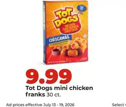 Hy-Vee Tot Dogs mini chicken franks offer