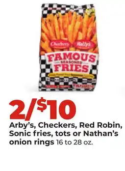 Hy-Vee Arby's, Checkers, Red Robin, Sonic fries, tots or Nathan's onion rings offer