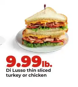 Hy-Vee Di Lusso thin sliced turkey or chicken offer