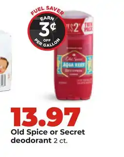 Hy-Vee Old Spice or Secret deodorant offer