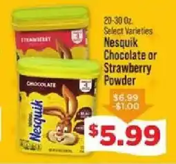 IGA Nesquik Chocolate or Strawberry Powder offer