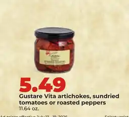 Hy-Vee Gustare Vita artichokes, sundried tomatoes or roasted peppers offer
