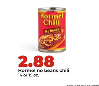 Hy-Vee Hormel no beans chili offer